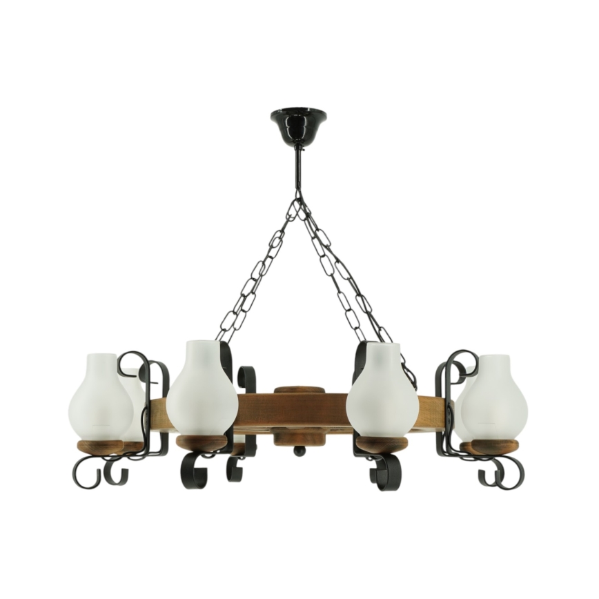 Suspension chaîne ROATA 8xE14/40W/230V d. 70 cm hêtre - FSC certifié