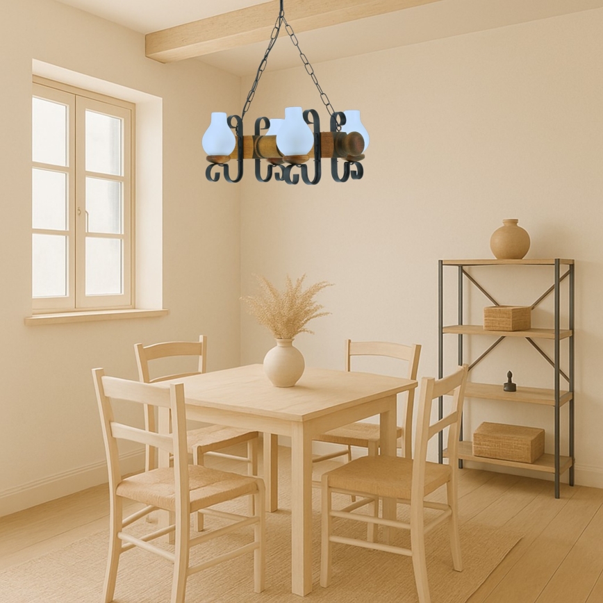 Suspension chaîne RUSTIC 4xE14/40W/230V hêtre - FSC certifié