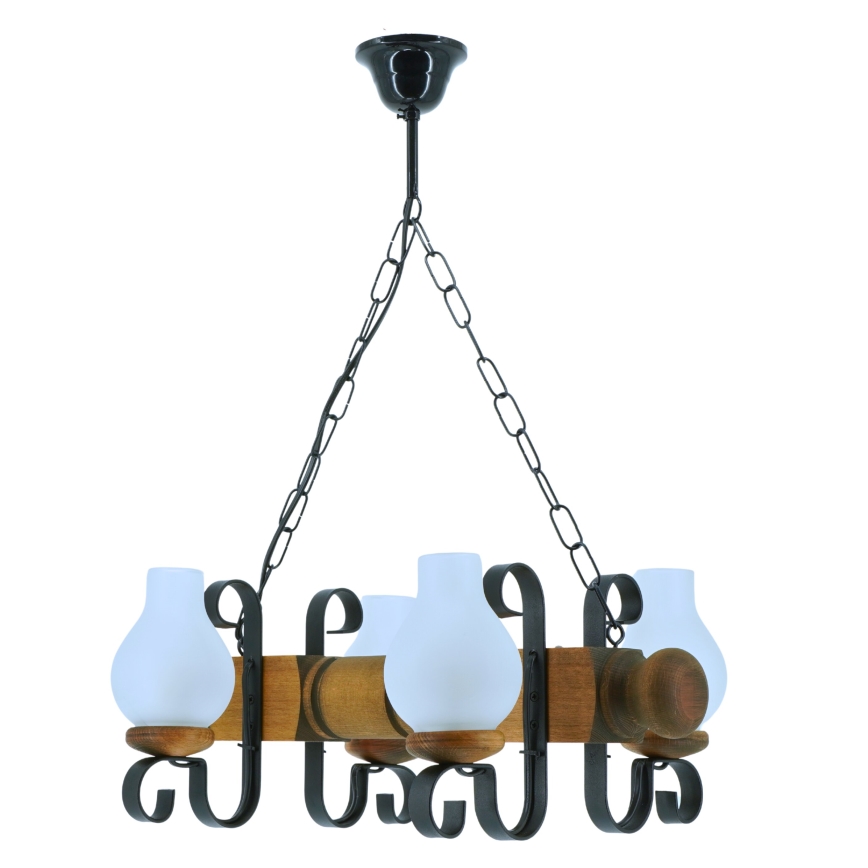 Suspension chaîne RUSTIC 4xE14/40W/230V hêtre - FSC certifié