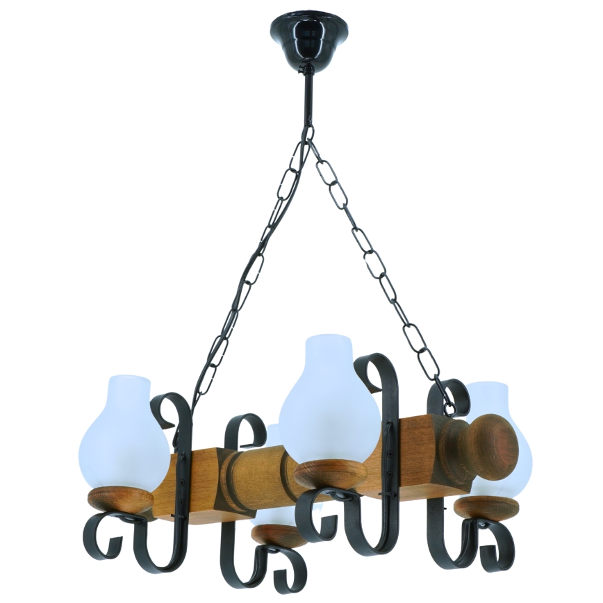Suspension chaîne RUSTIC 4xE14/40W/230V hêtre - FSC certifié
