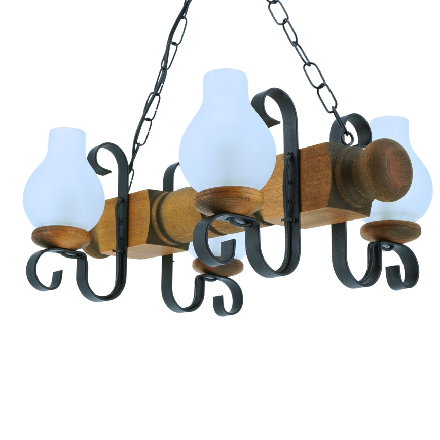 Suspension chaîne RUSTIC 4xE14/40W/230V hêtre - FSC certifié