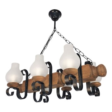 Suspension chaîne RUSTIC 6xE14/40W/230V hêtre - FSC certifié