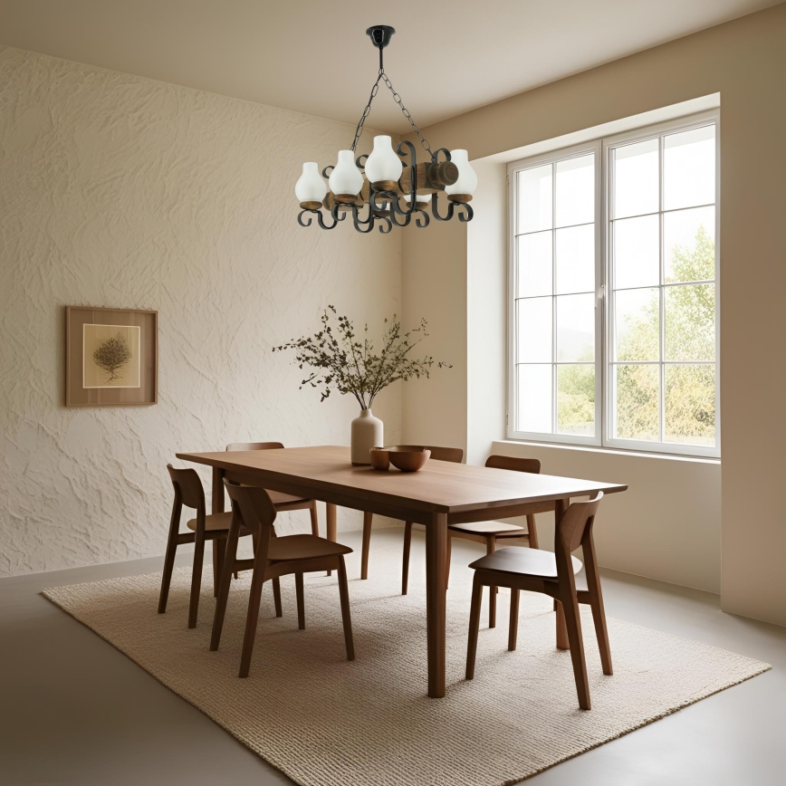 Suspension chaîne RUSTIC 6xE14/40W/230V hêtre - FSC certifié