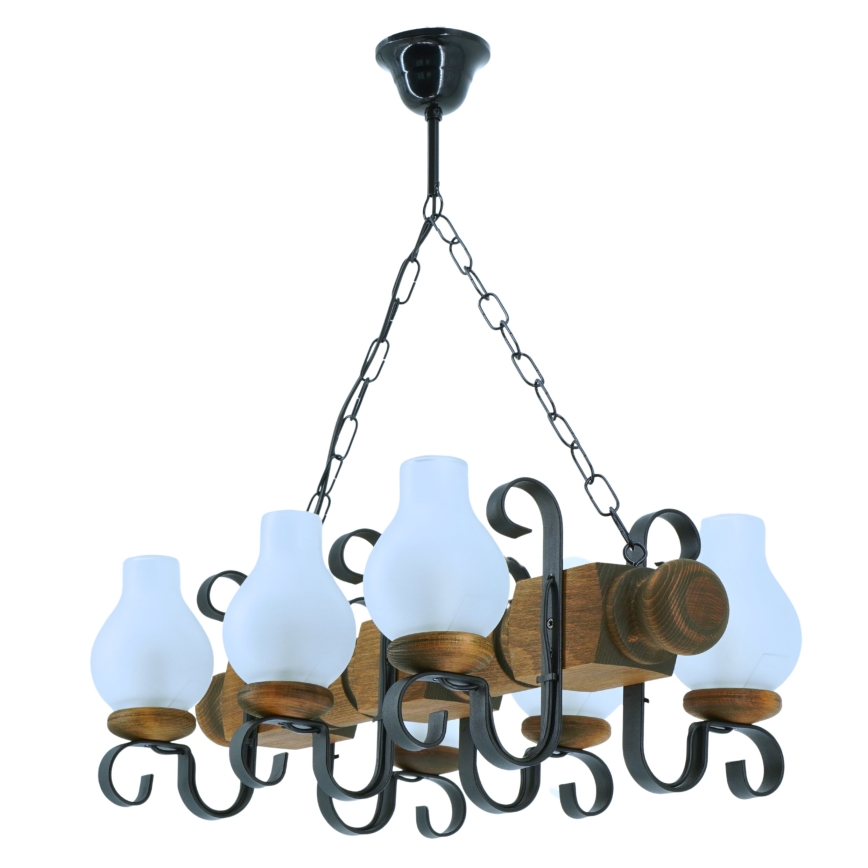 Suspension chaîne RUSTIC 6xE14/40W/230V hêtre - FSC certifié
