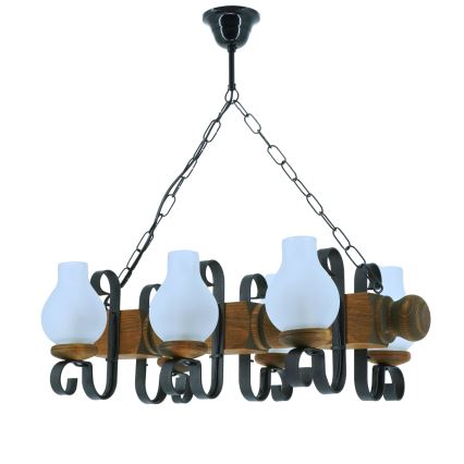 Suspension chaîne RUSTIC 6xE14/40W/230V hêtre - FSC certifié