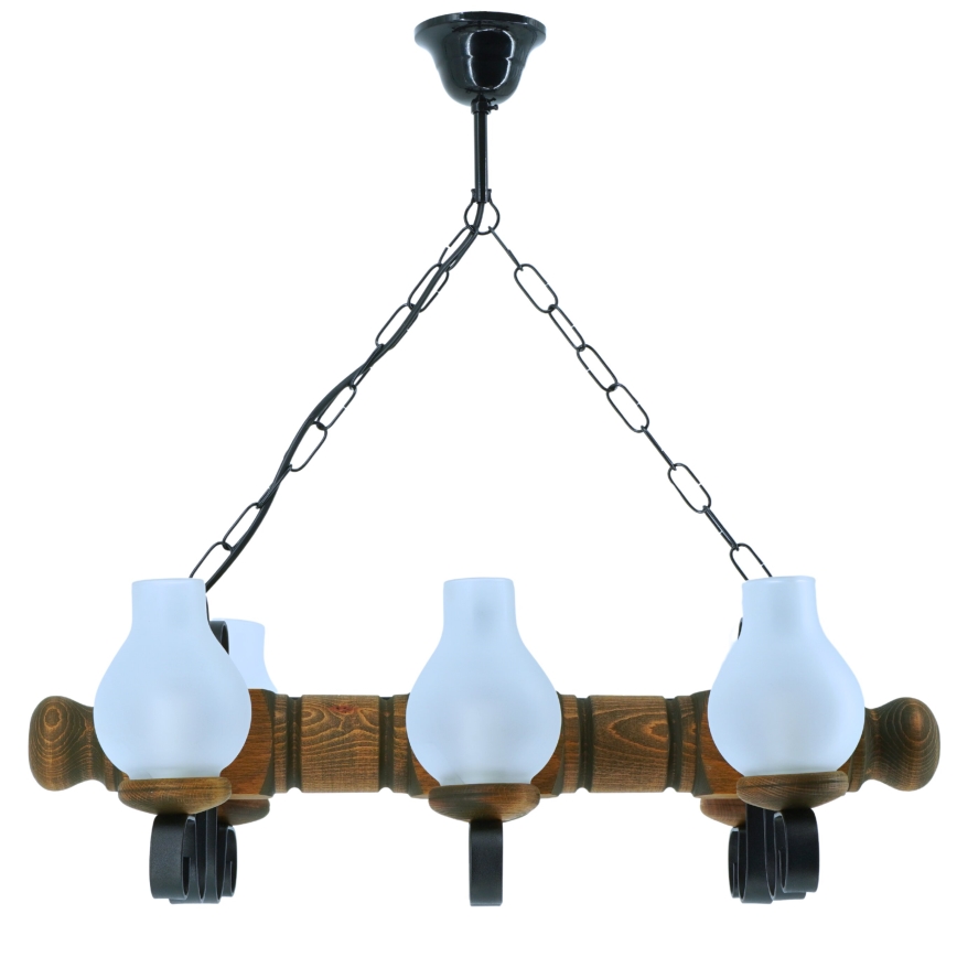Suspension chaîne RUSTIC 6xE14/40W/230V hêtre - FSC certifié