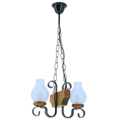 Suspension chaîne VELA 2xE14/40W/230V hêtre - FSC certifié