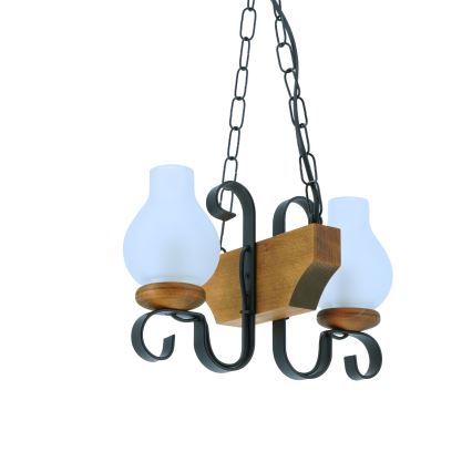 Suspension chaîne VELA 2xE14/40W/230V hêtre - FSC certifié