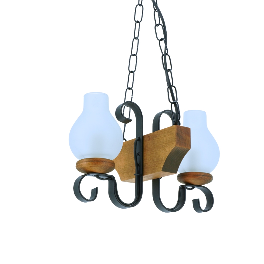 Suspension chaîne VELA 2xE14/40W/230V hêtre - FSC certifié