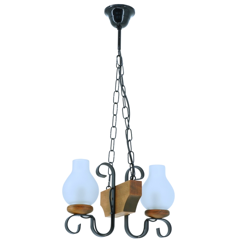 Suspension chaîne VELA 2xE14/40W/230V hêtre