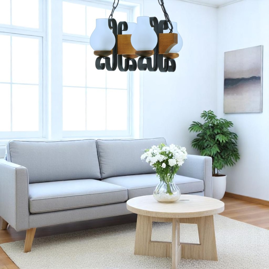 Suspension chaîne VELA 4xE14/40W/230V hêtre - FSC certifié