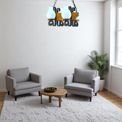 Suspension chaîne VELA 4xE14/40W/230V hêtre - FSC certifié