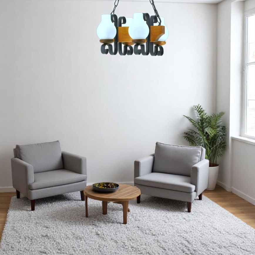 Suspension chaîne VELA 4xE14/40W/230V hêtre - FSC certifié