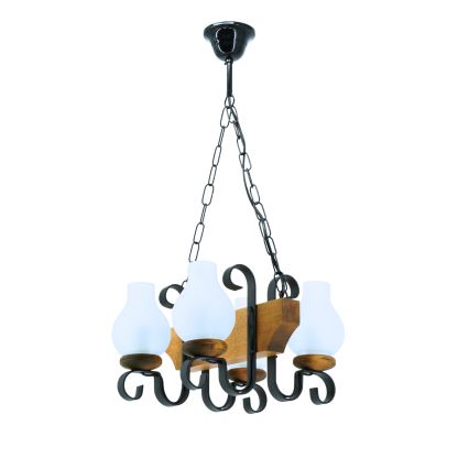 Suspension chaîne VELA 4xE14/40W/230V hêtre - FSC certifié