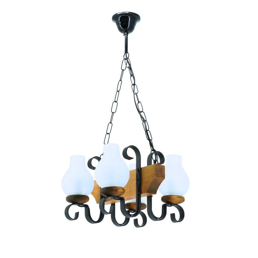 Suspension chaîne VELA 4xE14/40W/230V hêtre - FSC certifié
