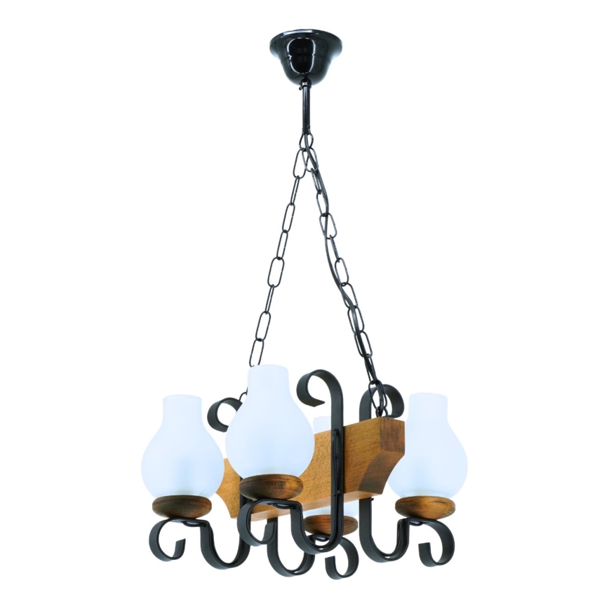 Suspension chaîne VELA 4xE14/40W/230V hêtre