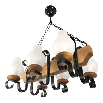 Suspension chaîne VELA 6xE14/40W/230V hêtre - FSC certifié