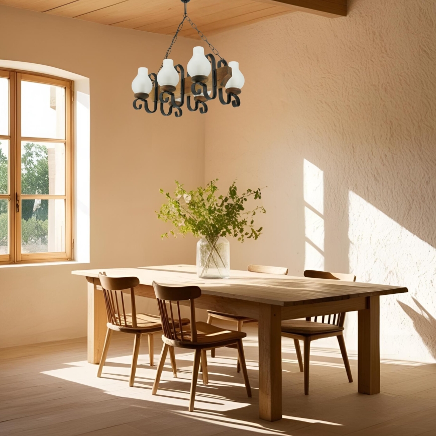 Suspension chaîne VELA 6xE14/40W/230V hêtre - FSC certifié