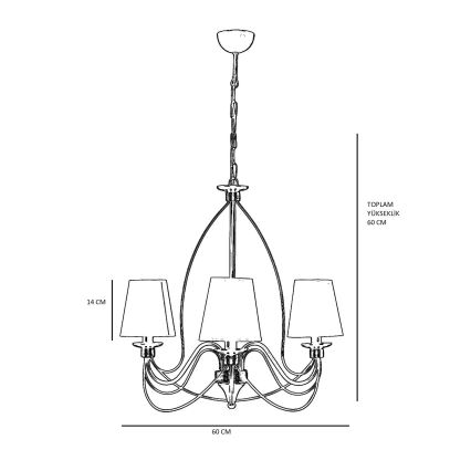 Suspension CLASSIC 3xE14/40W/230V en bronze/beige