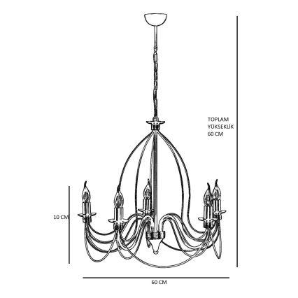 Suspension CLASSIC 5xE14/40W/230V bronze
