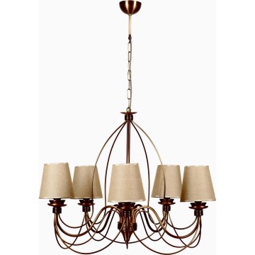 Suspension CLASSIC 5xE14/40W/230V en bronze/beige