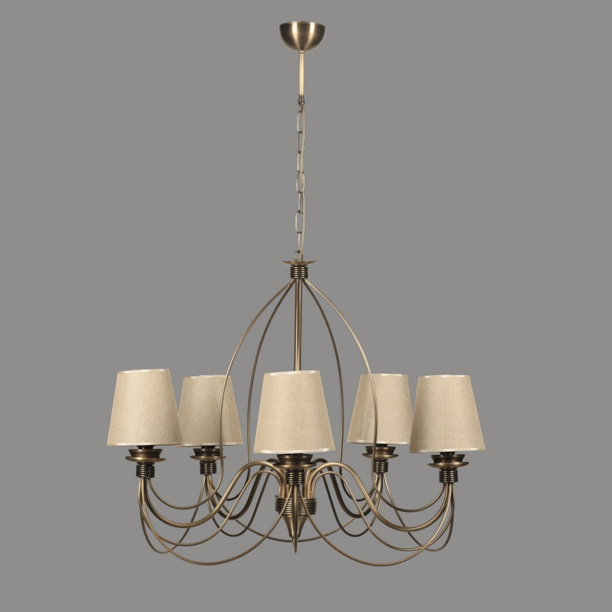 Suspension CLASSIC 5xE14/40W/230V en bronze/beige