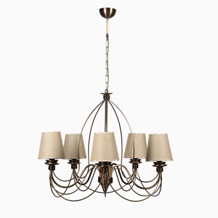 Suspension CLASSIC 5xE14/40W/230V en bronze/beige
