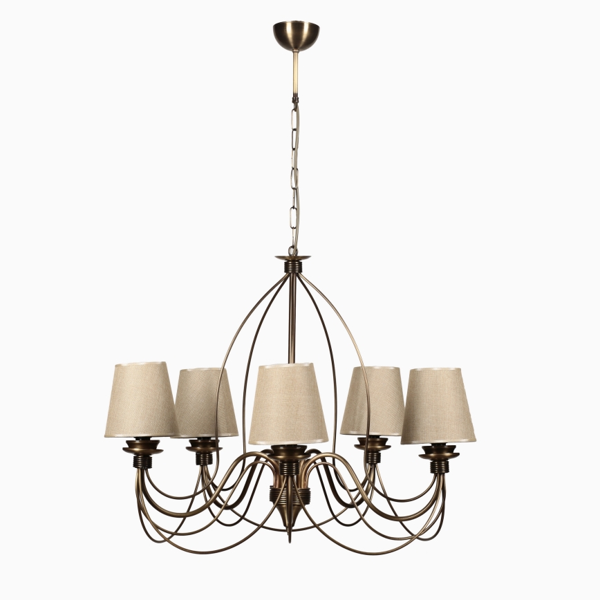 Suspension CLASSIC 5xE14/40W/230V en bronze/beige