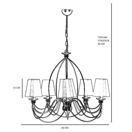 Suspension CLASSIC 5xE14/40W/230V en bronze/beige