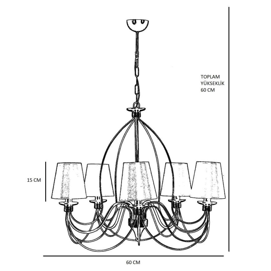 Suspension CLASSIC 5xE14/40W/230V en bronze/beige