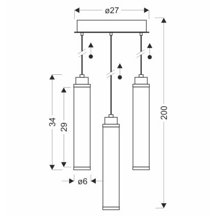 Suspension CORTE sur câble LED/25W/230V, noire