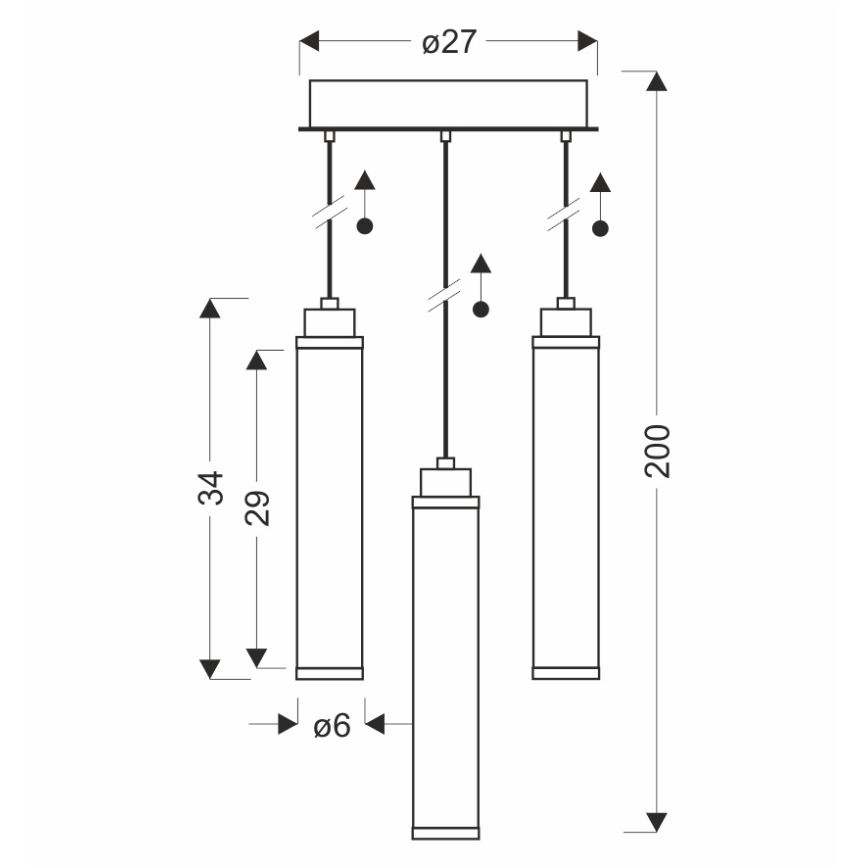 Suspension CORTE sur câble LED/25W/230V, noire