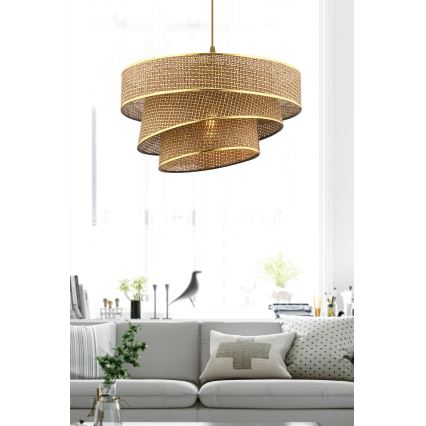 Suspension COUPER 1xE27/60W/230V marron/or