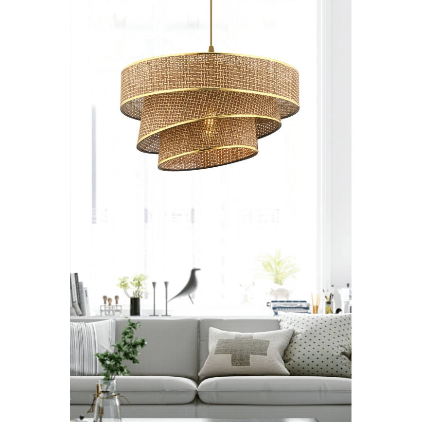Suspension COUPER 1xE27/60W/230V marron/or