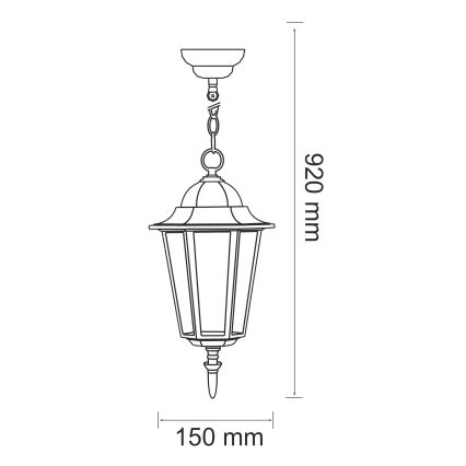 Lustre extérieur 1xE27/60W/230V patine