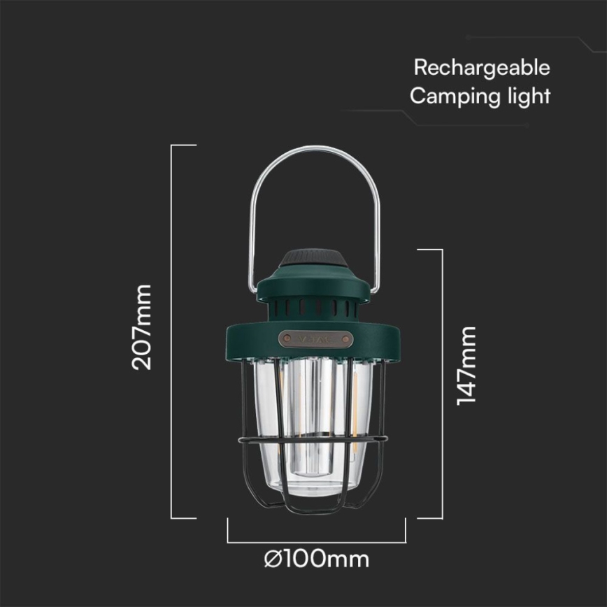Suspension rechargeable d'extérieur à intensité variable LED/5W/5V 2700/6500K IP44