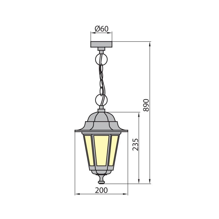Suspension d'extérieur avec chaîne GARDEN 1xE27/60W/230V IP44 blanc