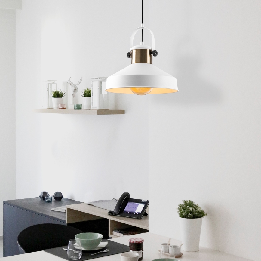 Suspension DODO sur câble 1xE27/40W/230V blanc/bronze