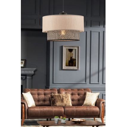 Suspension ECHO 1xE27/60W/230V beige/gris