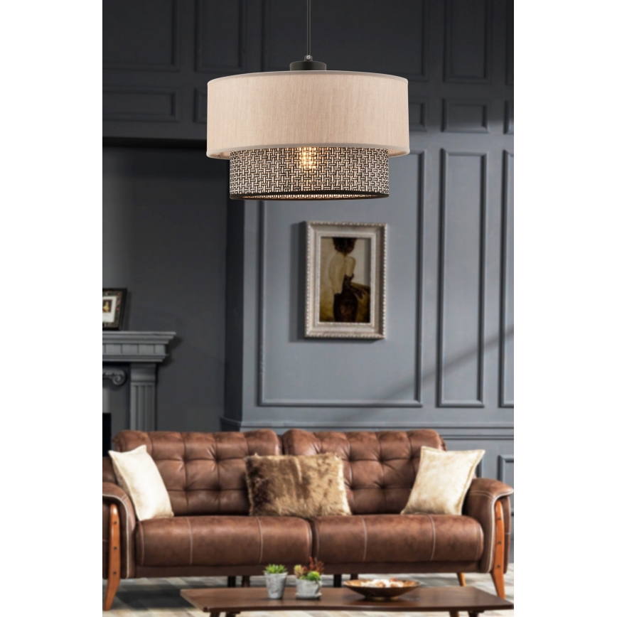 Suspension ECHO 1xE27/60W/230V beige/gris