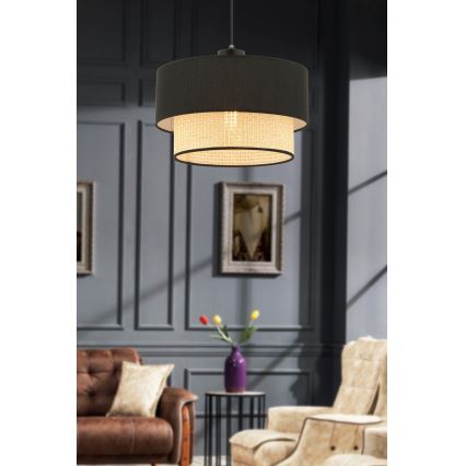 Suspension ECHO 1xE27/60W/230V noir/beige
