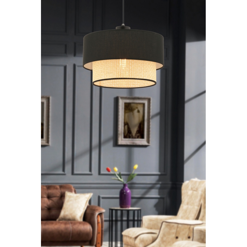 Suspension ECHO 1xE27/60W/230V noir/beige