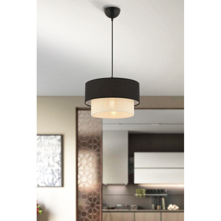 Suspension ECHO 1xE27/60W/230V noir/crème