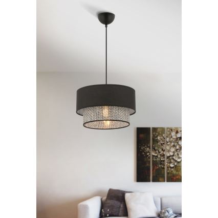 Suspension ECHO 1xE27/60W/230V noir/gris