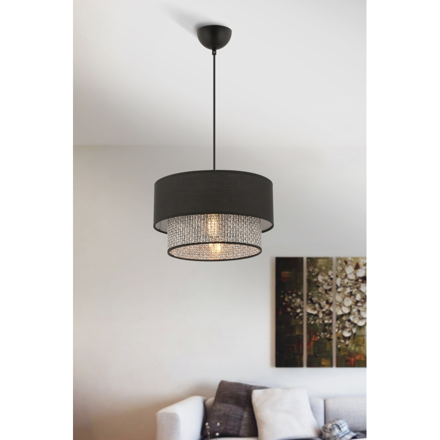 Suspension ECHO 1xE27/60W/230V noir/gris