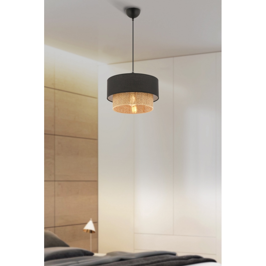 Suspension ECHO 1xE27/60W/230V noir/marron