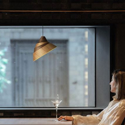 Suspension en bois sur câble 1xE27/60W/230V Ø 33 cm bois massif / chêne / noyer / hévéa