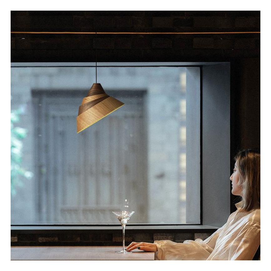 Suspension en bois sur câble 1xE27/60W/230V Ø 33 cm bois massif / chêne / noyer / hévéa