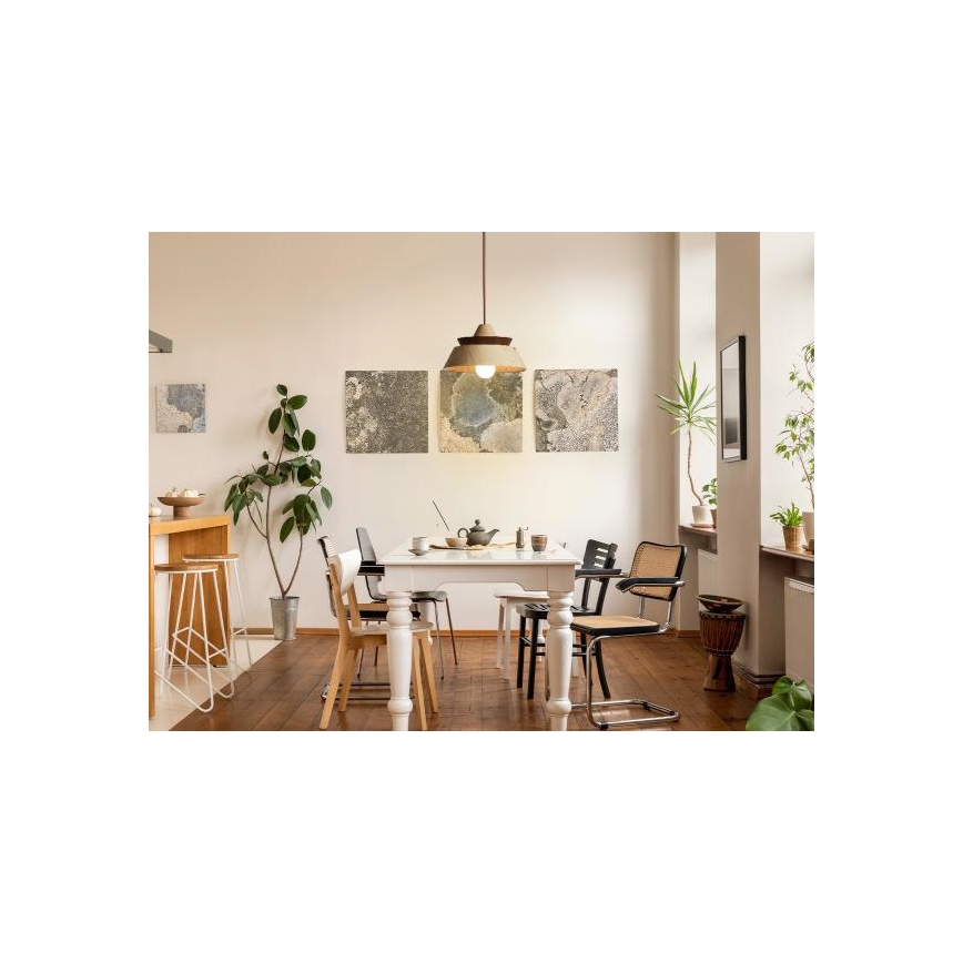 Suspension en bois sur câble 1xE27/60W/230V Ø 33 cm bois massif/chêne/noyer/hévéa