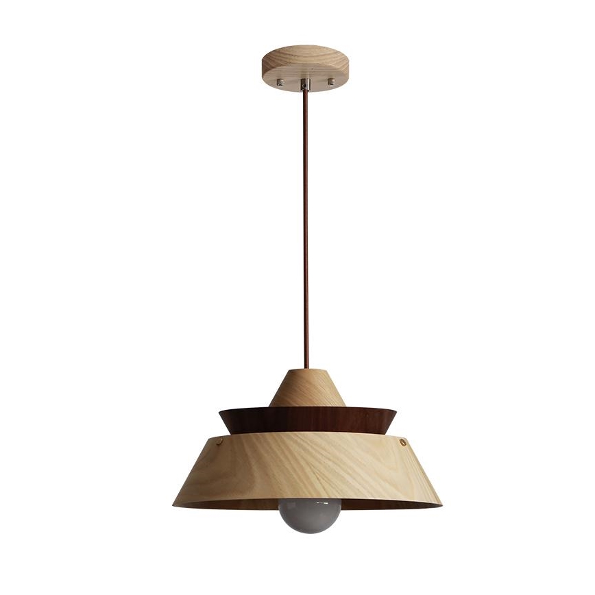 Suspension en bois sur câble 1xE27/60W/230V Ø 33 cm bois massif/chêne/noyer/hévéa